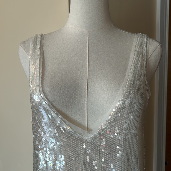 ZARA white sequins midi dress size extra small - Picture 11 of 16